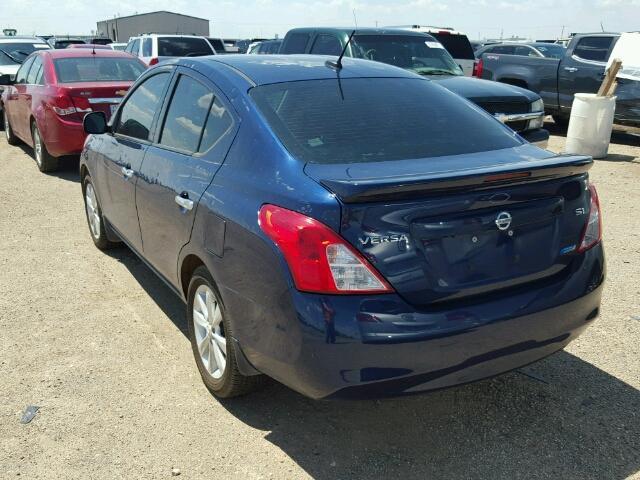 3N1CN7AP2EL867285 - 2014 NISSAN VERSA BLUE photo 3