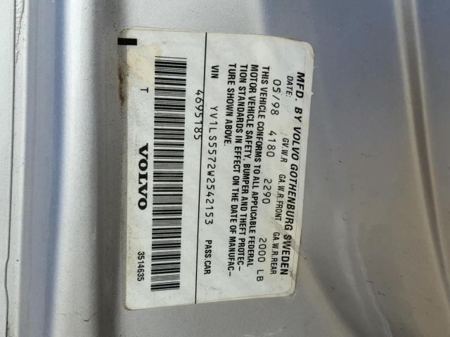 YV1LS5572W2542153 - 1998 VOLVO S70 SILVER photo 10