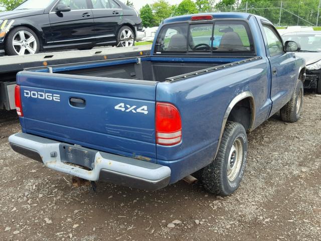 1B7GG16X52S570958 - 2002 DODGE DAKOTA BAS BLUE photo 4