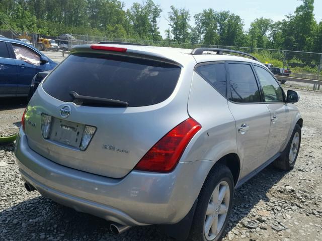 JN8AZ08W44W342044 - 2004 NISSAN MURANO SL SILVER photo 4