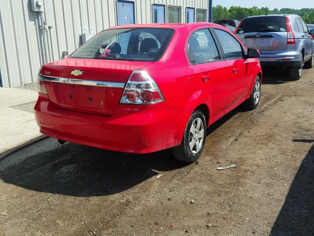 KL1TD56E49B302515 - 2009 CHEVROLET AVEO LS RED photo 4