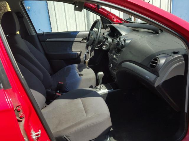 KL1TD56E49B302515 - 2009 CHEVROLET AVEO LS RED photo 5