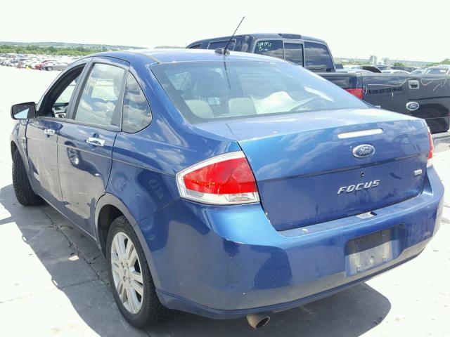 1FAHP37N89W107654 - 2009 FORD FOCUS SEL BLUE photo 3