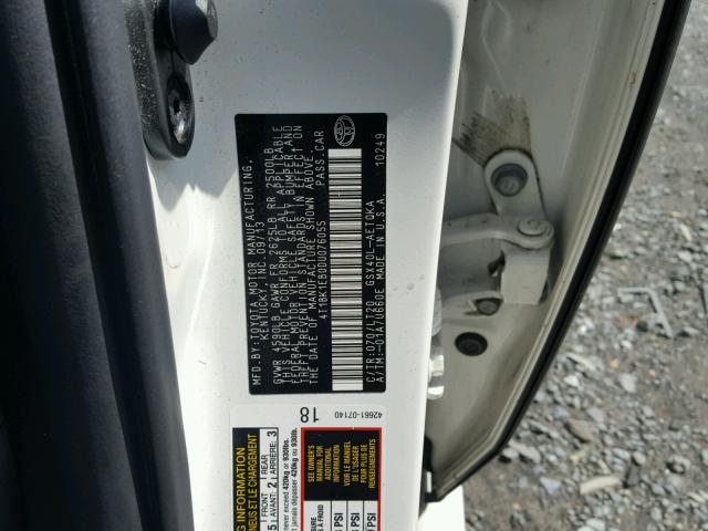 4T1BK1EB0DU076055 - 2013 TOYOTA AVALON BAS WHITE photo 10