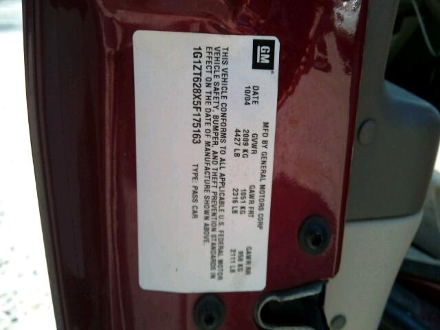 1G1ZT628X5F175163 - 2005 CHEVROLET MALIBU MAX RED photo 10