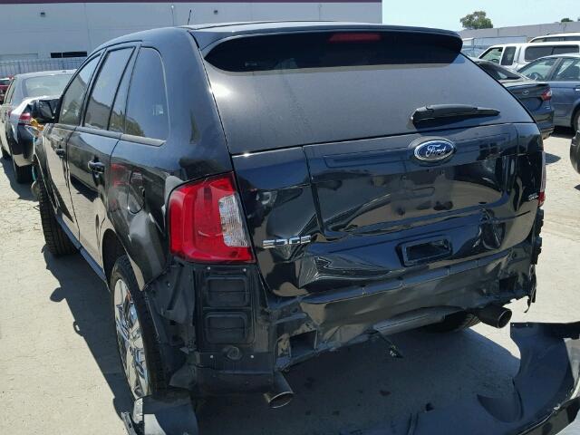 2FMDK3JCXDBA17393 - 2013 FORD EDGE SEL BLACK photo 3