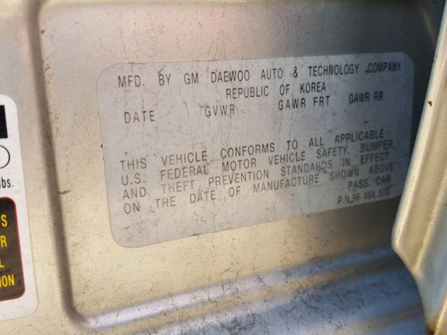 KL1TJ62694B202531 - 2004 CHEVROLET AVEO LS SILVER photo 10