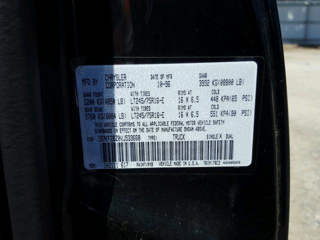 1B7KF26Z0VJ533668 - 1997 DODGE RAM 2500 BLACK photo 10