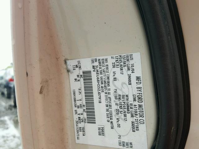 5LMEU68H35ZJ07918 - 2005 LINCOLN AVIATOR 奶油色 照片 10