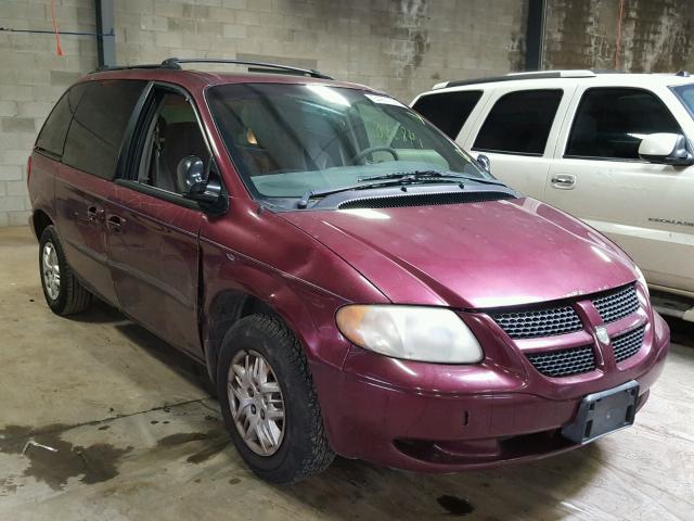 1B4GP45372B549834 - 2002 DODGE CARAVAN SP MAROON photo 1