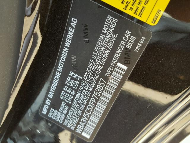 WBA3V5C5XFP753857 - 2015 BMW 428 I შავი ფოტო 10