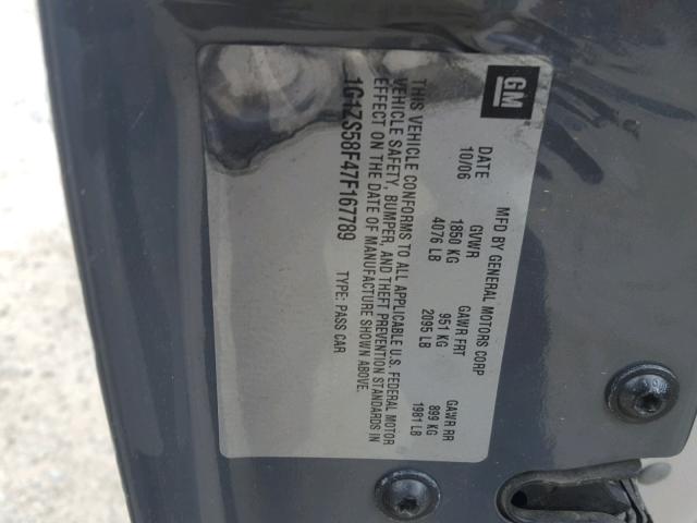 1G1ZS58F47F167789 - 2007 CHEVROLET MALIBU LS ნაცრისფერი ფოტო 10