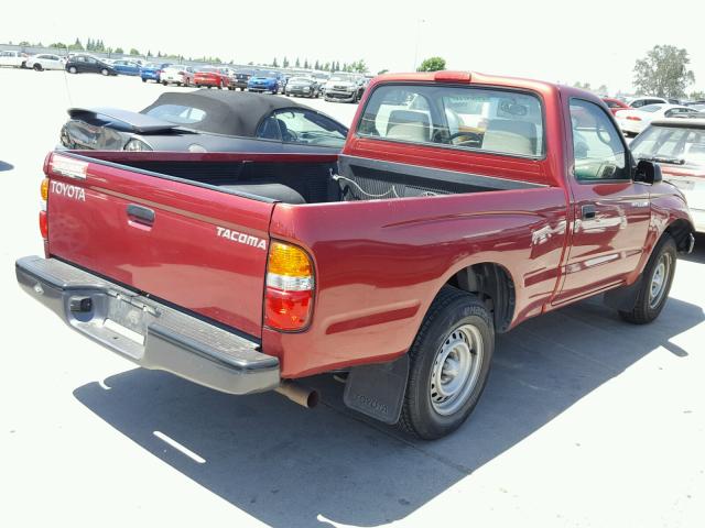 5TENL42N52Z143011 - 2002 TOYOTA TACOMA RED photo 4