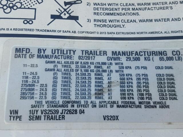 1UYVS2539J7262804 - 2018 UTILITY TRAILER WHITE photo 10