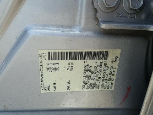 1N4AL2AP8CN550983 - 2012 NISSAN ALTIMA SILVER photo 10