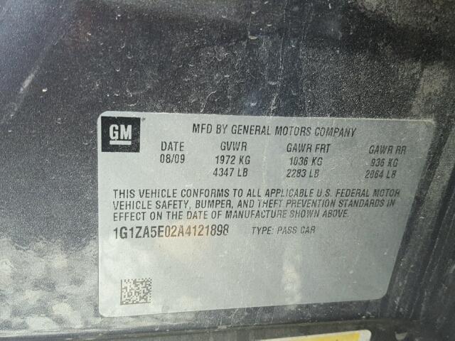 1G1ZA5E02A4121898 - 2010 CHEVROLET MALIBU LS 石墨色 照片 10