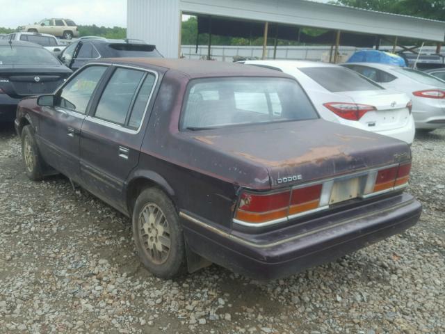 1B3XA5638LF870723 - 1990 DODGE SPIRIT LE PURPLE photo 3