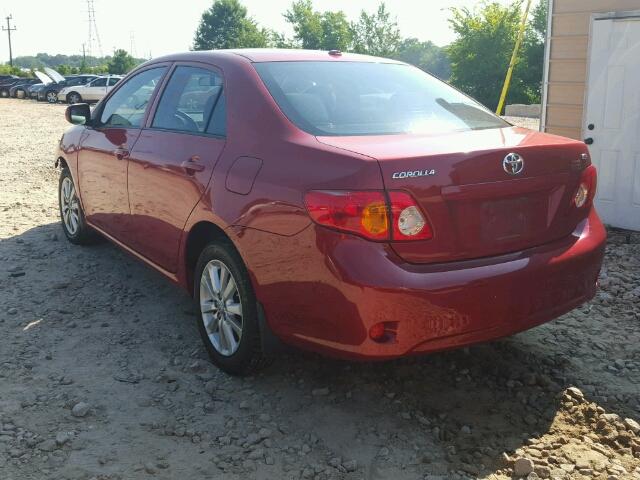 JTDBL40EX99073548 - 2009 TOYOTA COROLLA BA RED photo 3