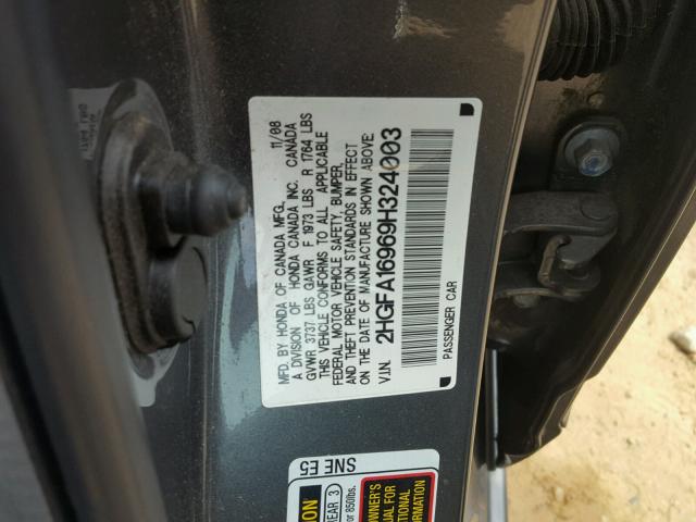 2HGFA16969H324003 - 2009 HONDA CIVIC EXL Boz foto 10