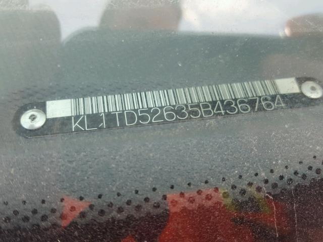 KL1TD52635B436764 - 2005 CHEVROLET AVEO BASE Կանաչ լուսանկար 10