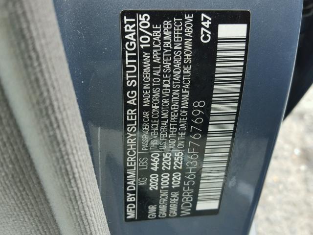 WDBRF56H36F767698 - 2006 MERCEDES-BENZ C 350 BLUE photo 10