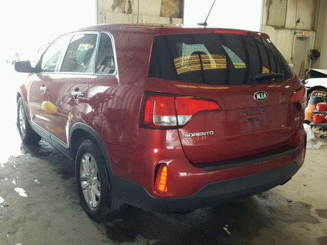 5XYKT3A64EG544667 - 2014 KIA SORENTO LX MAROON photo 3