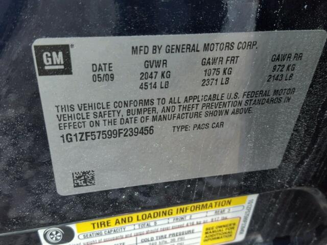 1G1ZF57599F239456 - 2009 CHEVROLET MALIBU HYB 蓝色 照片 10