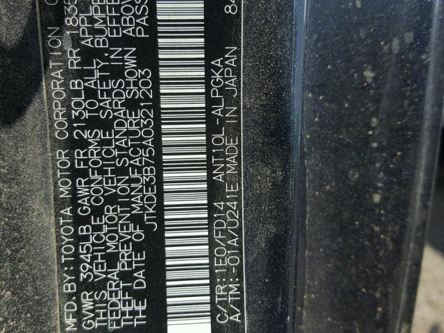 JTKDE3B75A0321203 - 2010 TOYOTA SCION TC 石墨色 照片 10