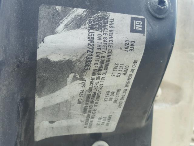 1G8AJ55F27Z198365 - 2007 SATURN ION LEVEL ლურჯი ფოტო 10