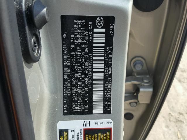 4T1BK1EB1FU155334 - 2015 TOYOTA AVALON XLE GOLD photo 10