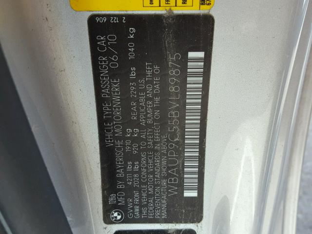 WBAUP9C55BVL89875 - 2011 BMW 128 I SILVER photo 10