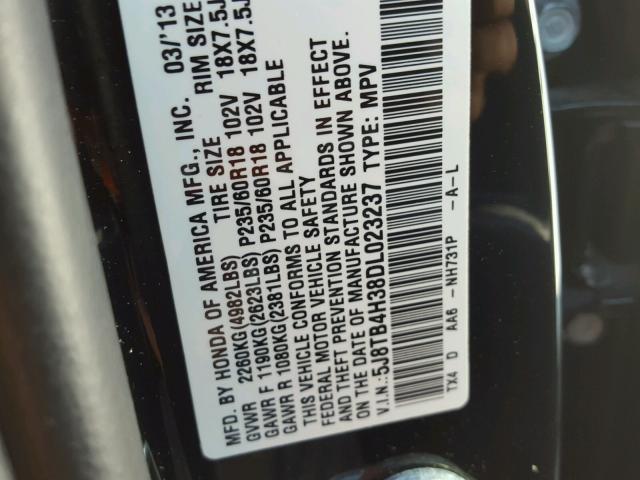 5J8TB4H38DL023237 - 2013 ACURA RDX BASE BLACK photo 10