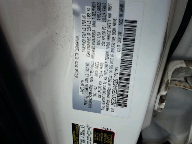 JM3TB3CV6E0444529 - 2014 MAZDA CX-9 TOURI WHITE photo 10