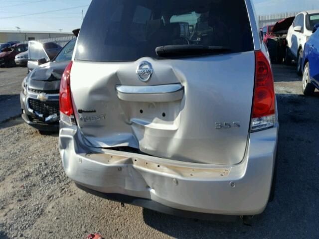 5N1BV28U58N123610 - 2008 NISSAN QUEST S SILVER photo 9