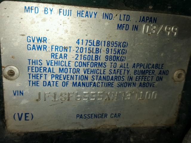 JF1SF6555XH737100 - 1999 SUBARU FORESTER S 绿色 照片 10