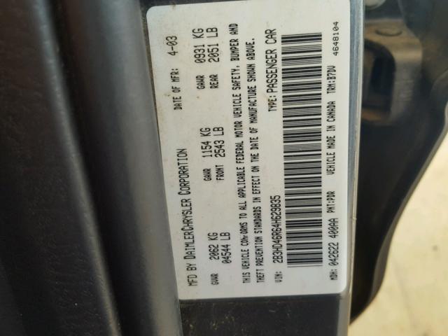 2B3HD46R64H629835 - 2004 DODGE INTREPID S ნაცრისფერი ფოტო 10