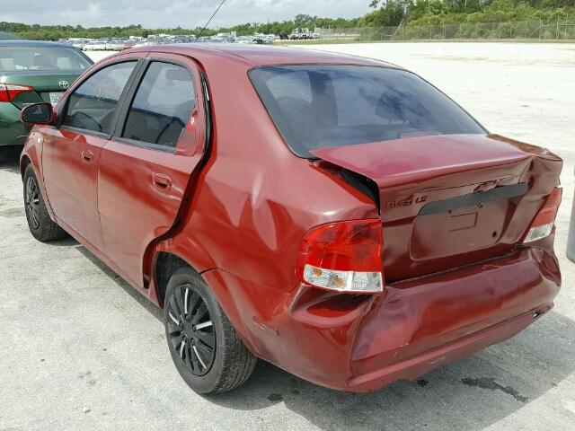 KL1TD52675B479844 - 2005 CHEVROLET AVEO BASE BURGUNDY photo 3