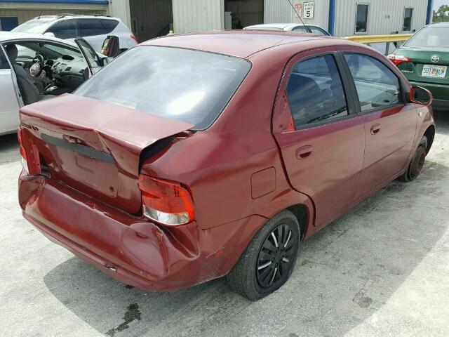 KL1TD52675B479844 - 2005 CHEVROLET AVEO BASE BURGUNDY photo 4