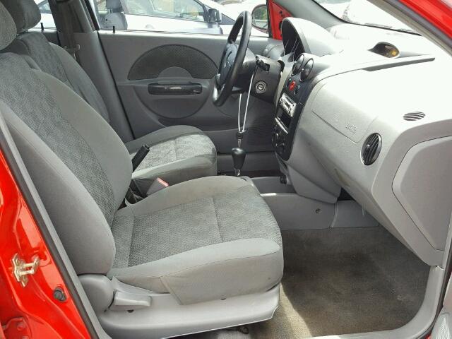 KL1TD52675B479844 - 2005 CHEVROLET AVEO BASE BURGUNDY photo 5