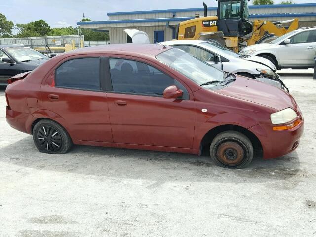 KL1TD52675B479844 - 2005 CHEVROLET AVEO BASE BURGUNDY photo 9