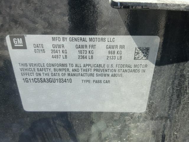 1G11C5SA3GU103410 - 2016 CHEVROLET MALIBU LIM 黑色 照片 10