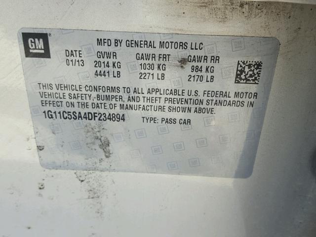 1G11C5SA4DF234894 - 2013 CHEVROLET MALIBU 1LT 金色 照片 10