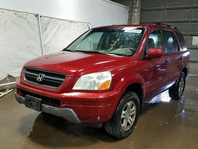 5FNYF18584B001721 - 2004 HONDA PILOT EXL RED photo 2