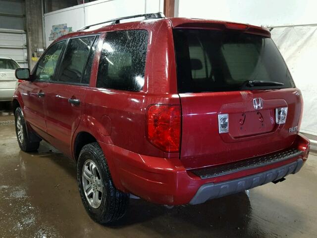 5FNYF18584B001721 - 2004 HONDA PILOT EXL RED photo 3