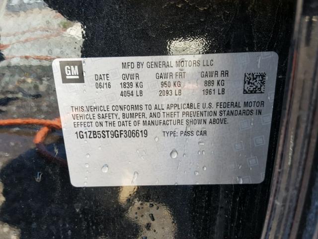 1G1ZB5ST9GF306619 - 2016 CHEVROLET MALIBU LS BLACK photo 10