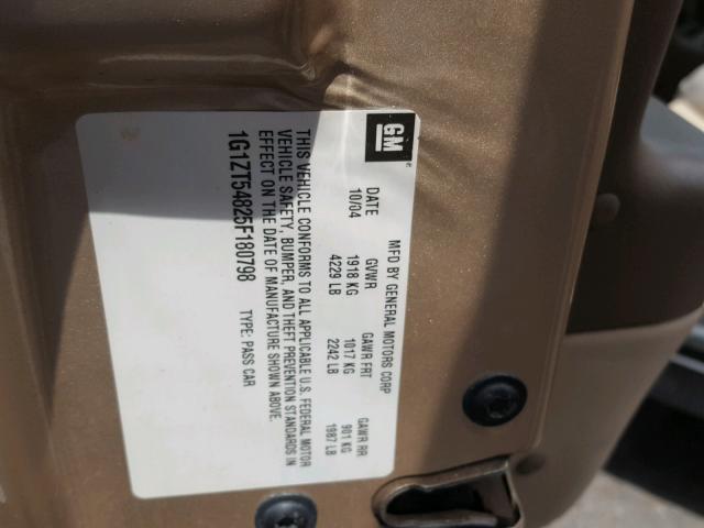 1G1ZT54825F180798 - 2005 CHEVROLET MALIBU LS 金色 照片 10