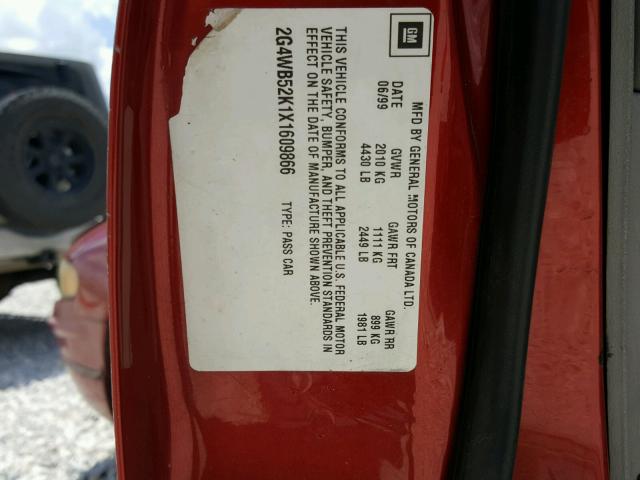 2G4WB52K1X1609866 - 1999 BUICK REGAL LS 红色 照片 10