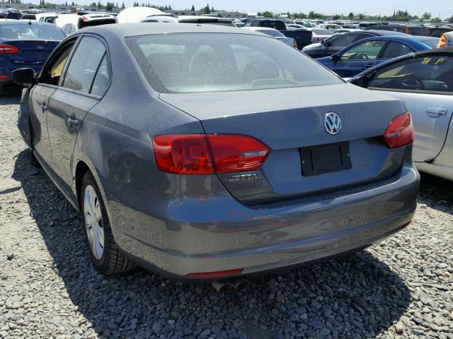 3VW2K7AJ2DM365184 - 2013 VOLKSWAGEN JETTA BASE 灰色 照片 3