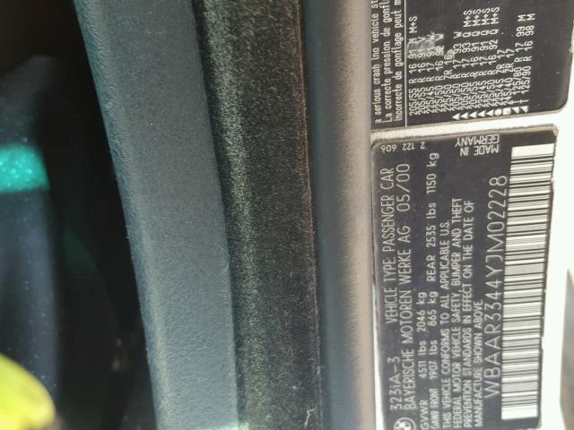 WBAAR3344YJM02228 - 2000 BMW 323 IT CHARCOAL photo 10