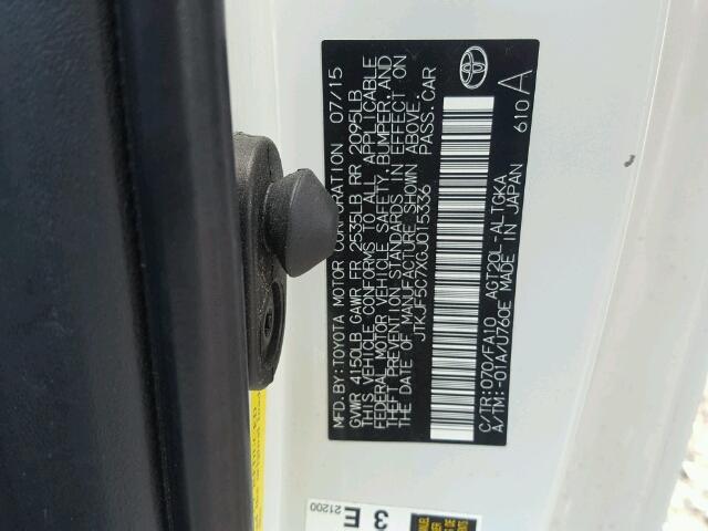 JTKJF5C7XGJ015336 - 2016 TOYOTA SCION TC 白色 照片 10